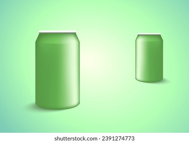 Green Metal Aluminum Beverage Drink Can . Mockup Template Ready For Your Design On green Background. Product Packaging. Product Packaging. Vector illustration EPS 10.