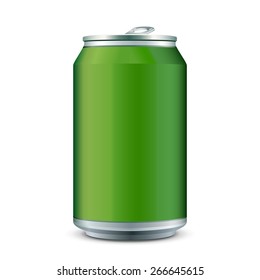 Green Metal Aluminum Beverage Drink Can 330ml. Ready For Your Design. Product Packing Vector EPS10 