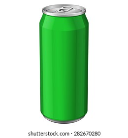 Green Metal Aluminum Beverage Drink Can 500ml. Ready For Your Design. Product Packing Vector EPS10 