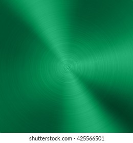 Green Metal background with realistic circular brushed texture (chrome, iron, stainless steel, silver) for user interfaces (UI), applications (apps) and business presentations. Vector illustration.