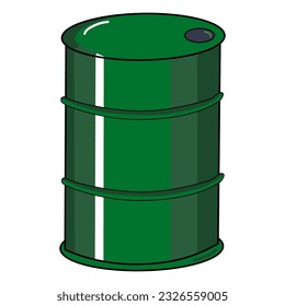 Fondo de los contenedores de metal verde. tanque de hierro verde de 200 litros. ilustración vectorial