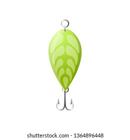 Green metal leaf fishing bait with double hook