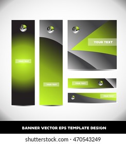 Green metal metallic silver grey banner horizontal vertical square set vector template design eps