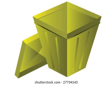 Green metal trash can empty