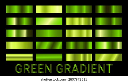 Green metallic gradient background set with shiny effect