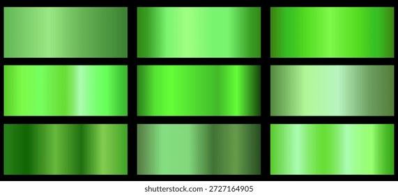 Gradiente metálico verde para diseño de texto y tablones de anuncios, infografías. Gradiente verde metálico. paleta verde.