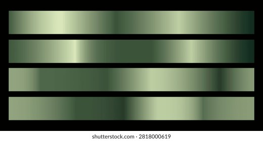 Green metallic gradients over black abstract background with reflective emerald panels, horizontal bands, glossy gradation and geometric symmetry, cool modern mood, subtle neon glow and deep contrast