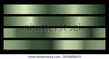 Green metallic gradients over black abstract background with reflective emerald panels, horizontal bands, glossy gradation and geometric symmetry, cool modern mood, subtle neon glow and deep contrast