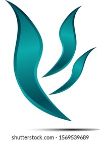 green metallic logo like leaf 