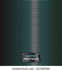 Green metallic texture with metal plate industrial background. 
 Vector illustration