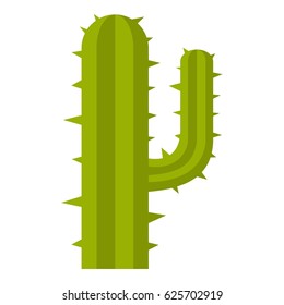 Green mexican cactus icon flat isolated on white background vector illustration