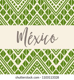 Green Mexican Embroidery Style Composition – Copy Space