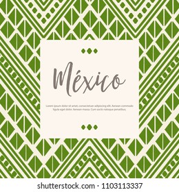 Green Mexican Embroidery Style Composition – Copy Space