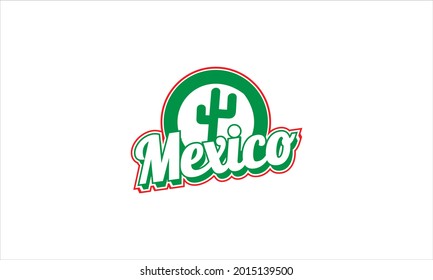 Green Mexico cactus icon in badge style isolated on white background. Mexico country symbol stock vector illustration symbol svg