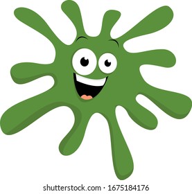 Green microbe, illustration, vector on white background.