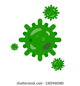 Green microbes on a white background, vector