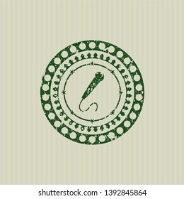 Green microphone icon inside distressed grunge seal