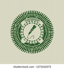 Green microphone icon with rubber seal texture