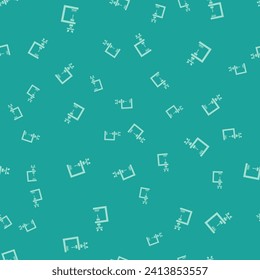 Green Microscope icon isolated seamless pattern on green background. Chemistry, pharmaceutical instrument, microbiology magnifying tool.  Vector Illustration