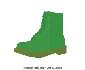 Green military boot. vector illustration