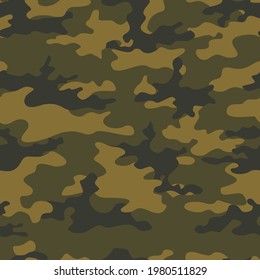 Green military camouflage pattern, repeat background, classic woodland texture.
