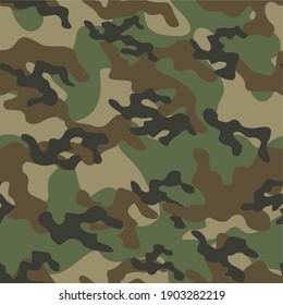 Green Military Camouflage Vector Seamless Print