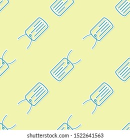 Green Military dog tag icon isolated seamless pattern on yellow background. Identity tag icon. Army sign.  Vector Illustration