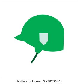 Green military helmet flat icon vector illustration. Isolated on white background. 