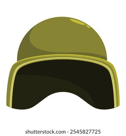 Green military helmet providing protection in war zones, essential gear for soldier safety and defense