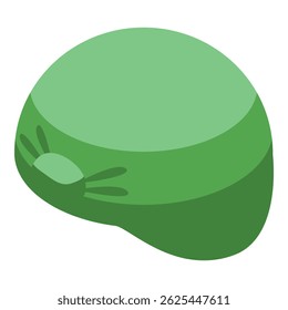 Green military helmet providing safety and protection