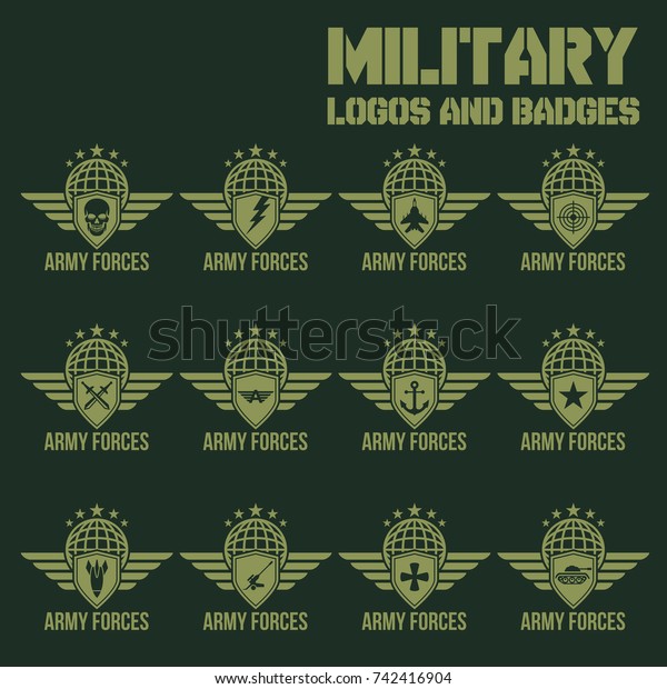 Green Military Logos Badges Graphic Template Stock Vector (Royalty Free ...