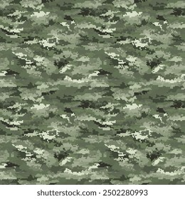 Grünes Militär pixelated Camouflage nahtloses Muster. Modernes Jagdcamomuster