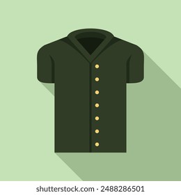 Green military shirt with buttons and collar for a soldier standing on guard and ready for action