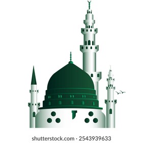 green minaret mosque vector white background transparent