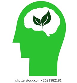 Green mind environment icon vector for eco-thinking, sustainability, and environmental awareness. Ideal for educational materials, campaigns, and green initiatives.