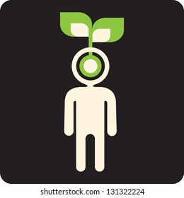 green mind - idea seed sprouting in a brain