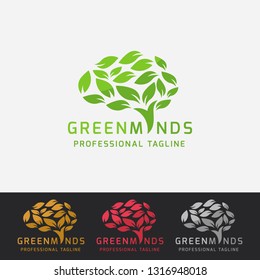 Green Minds Tree Logo Design - Vector File