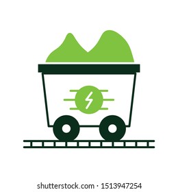 Green Mine Cart Coal Vector Icon