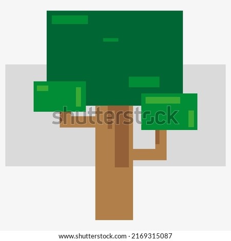 green minecraft tree. Poster for game design. Vector illustration. stock image.
