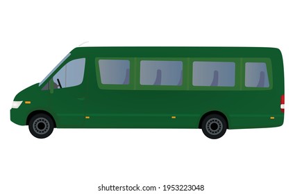 Green Mini Bus. Vector Illustration