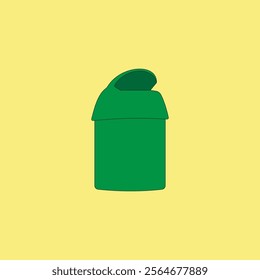 Green mini trash bin vector illustration on yellow background