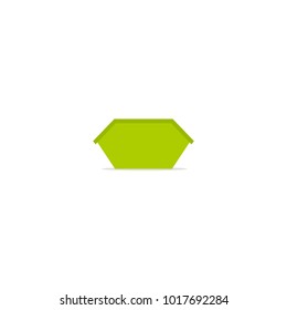 Green mini waste skip bin icon. Vector image isolated on white background