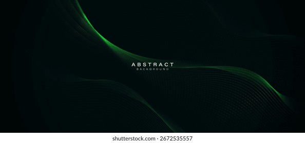 Grüne minimaldynamische gekrümmte Linien abstrakter futuristischer Hi-Tech-Hintergrund mit Lichteffekt