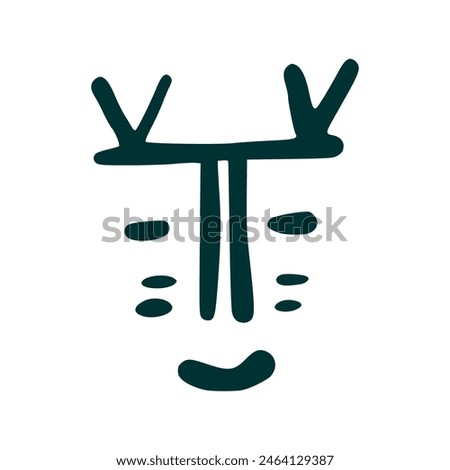 Green Minimalist Abstract Face Line Art with Bold Features.