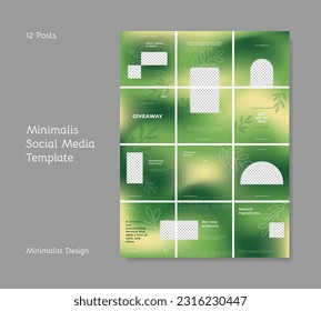 Green minimalist concept layout for social media post and feed. Applicable for beauty product promotion.