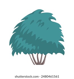 Green minimalist park tree with triangle shape crown and trunks vector illustration