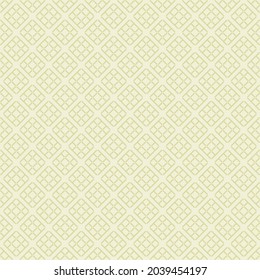 Green minimalistic pattern of formed shapes with small squares, diamonds and straight lines. Such a seamless vector ornament is used for wallpapers, covers, clothes, textile, business cards