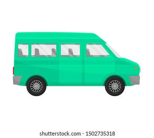 Green minivan. Vector illustration on a white background.