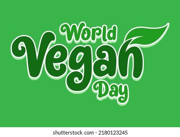Green mint background. Typography of World Vegan day badge collection. Fit for label, badge, symbol. Vector eps 10.