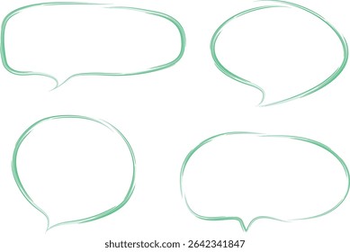 green mint color abstract hand drawn dialogue clouds